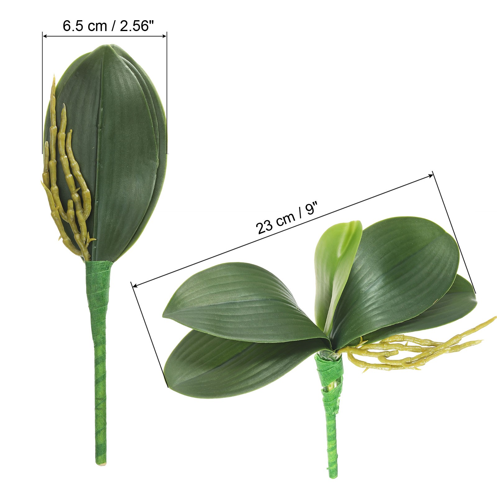 3pcs, 8.66 Inch Faux Orchid Leaves 5 Petals Artificial Leaf with Stems
