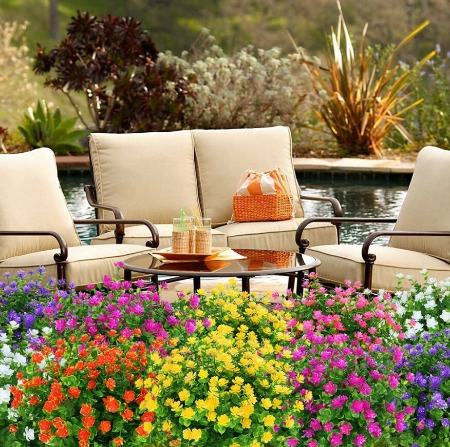 Artificial Flowers Fake Outdoor UV Resistant Boxwood Plants Shrubs Decor 4 Pack
