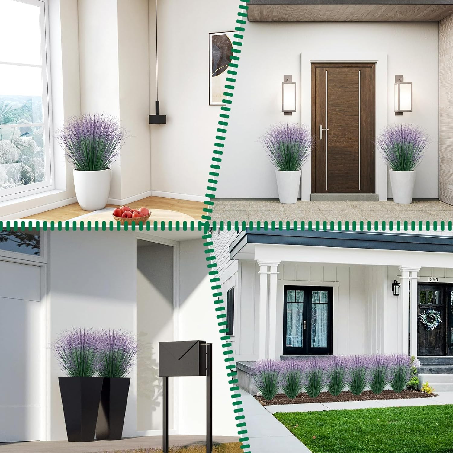 12Pcs Artificial Grass Plants, Faux Shrubs Wheat Grass, Artificial Tall Grass Fa
