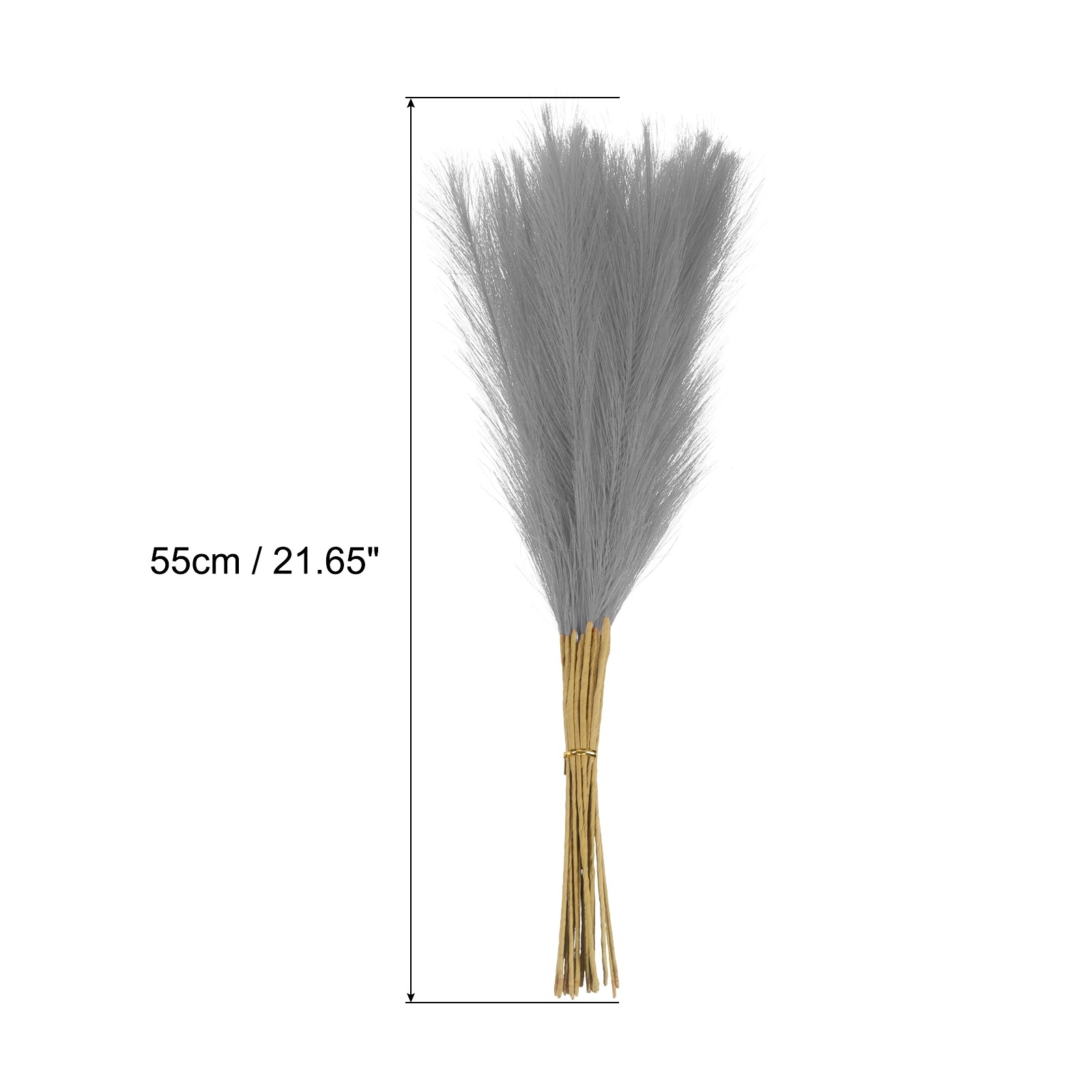 20 Pcs Light Gray Faux Pampas Grass 21″/55cm Fake Pampas Grass Decor