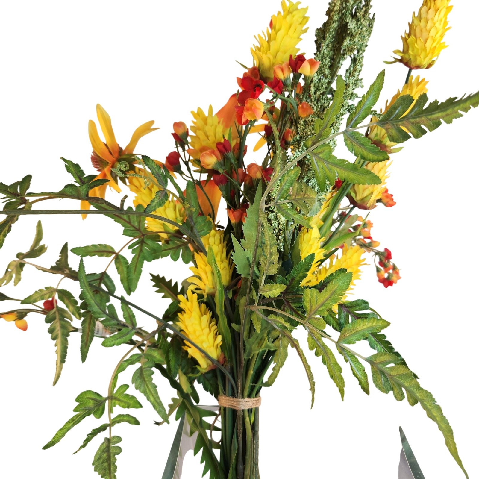 Artificial Flower Bouquet With Orange Calla Lilies, Yellow Cone Flowers Wild Mi
