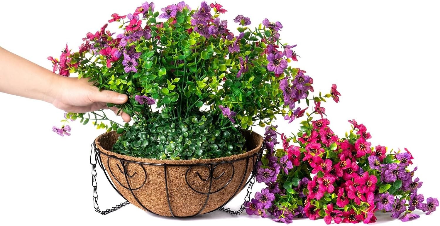 Elegant Silk Daisy Eucalyptus Hanging Basket – Perfect for Porches & Patios