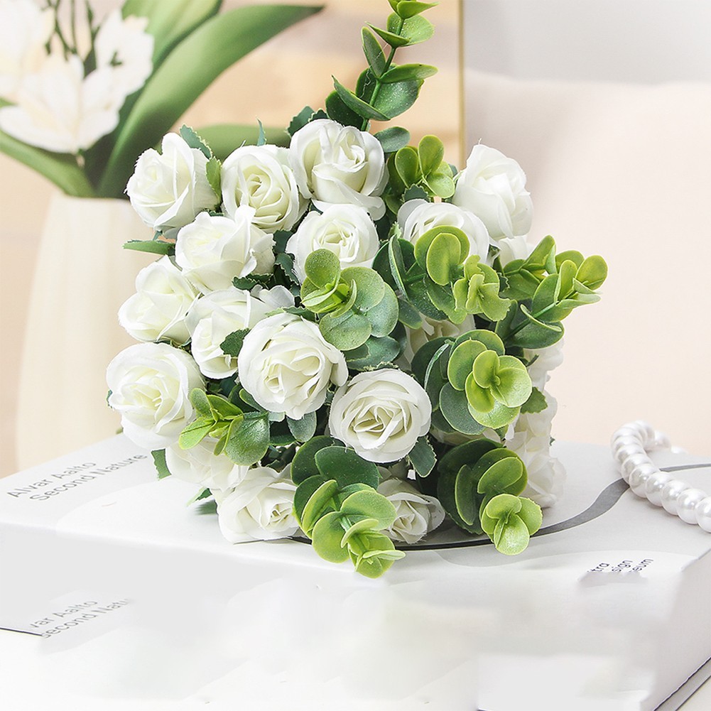 Realistic Silk Bouquet for Wedding Decor 10 Heads Artificial Flowers