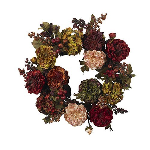 22in. Autumn Hydrangea Peony Wreath