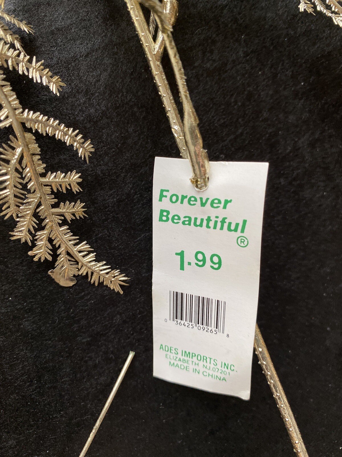Vintage Plastic Gold Stems of Leaves Ferns Christmas Decor Craft Wire Floral -2