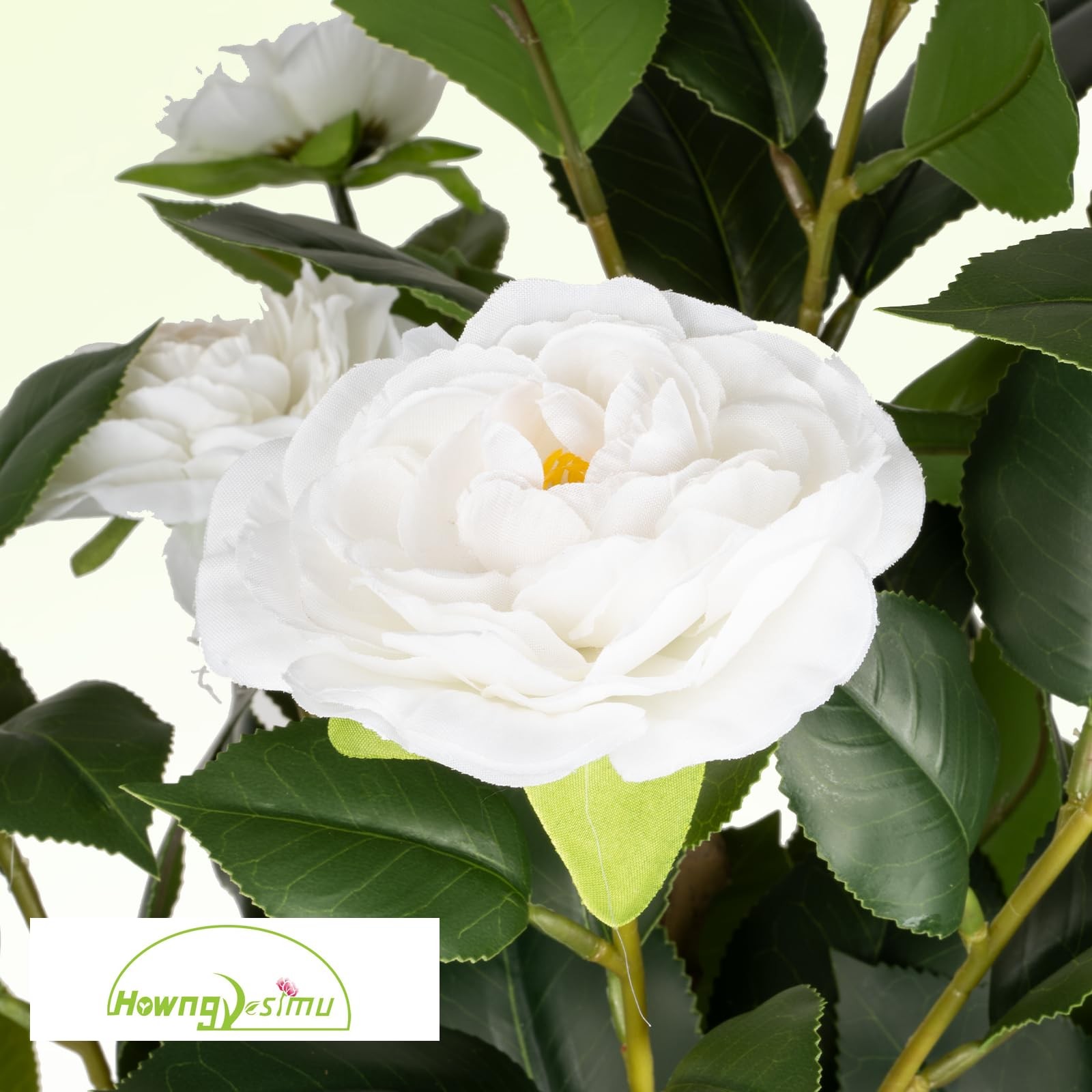 Artificial Camellia Tree 2 Pack, 38’’ Faux Camellia Plant in Pot with White F…