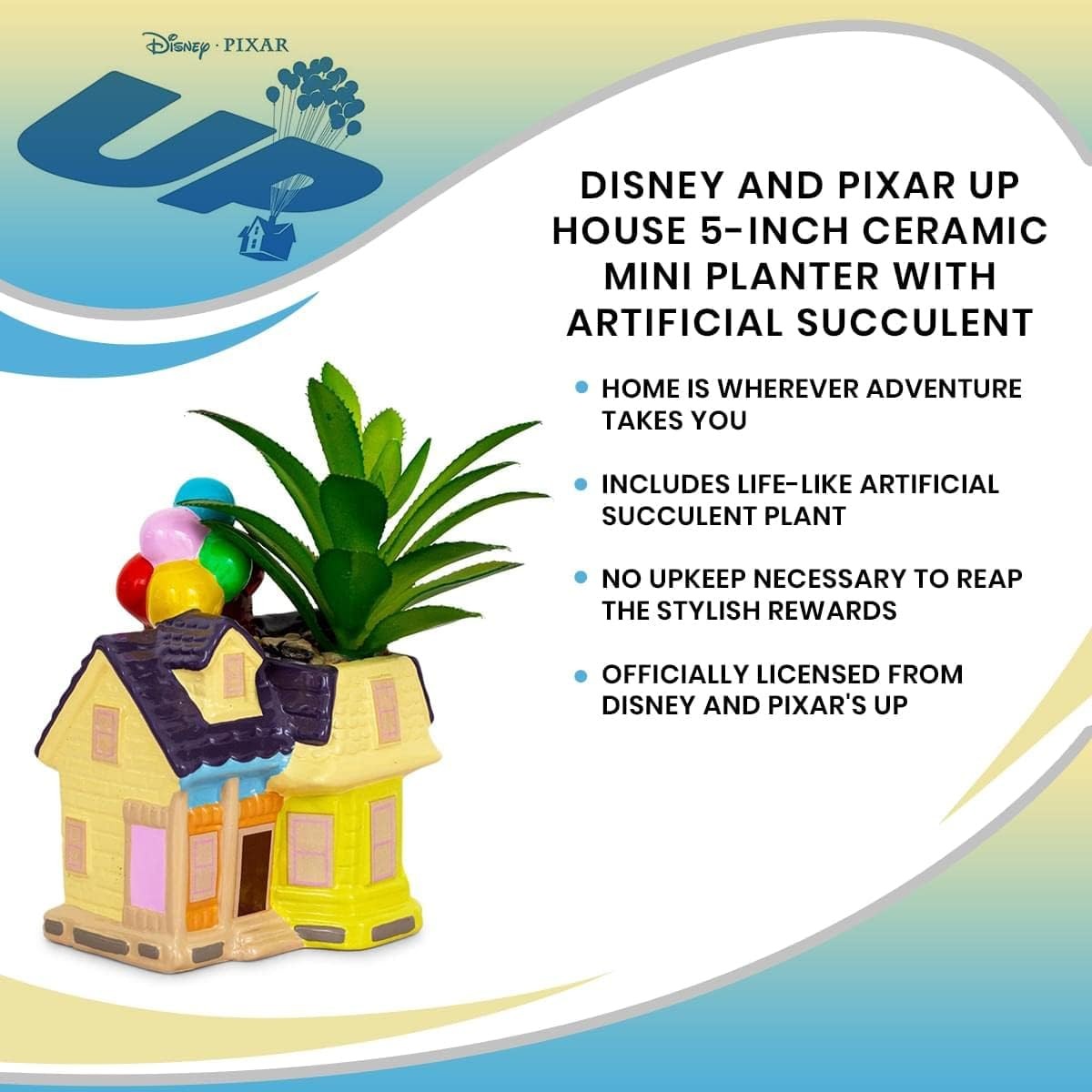 Disney and Pixar Up House 5-Inch Ceramic Mini Planter with Artificial Succulent