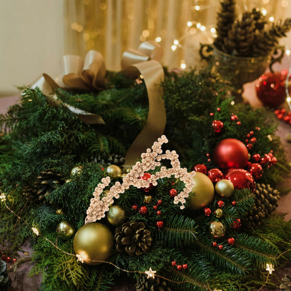 3pcs Christmas Simulated Berry Branches Christmas Tree Branch (Golden)