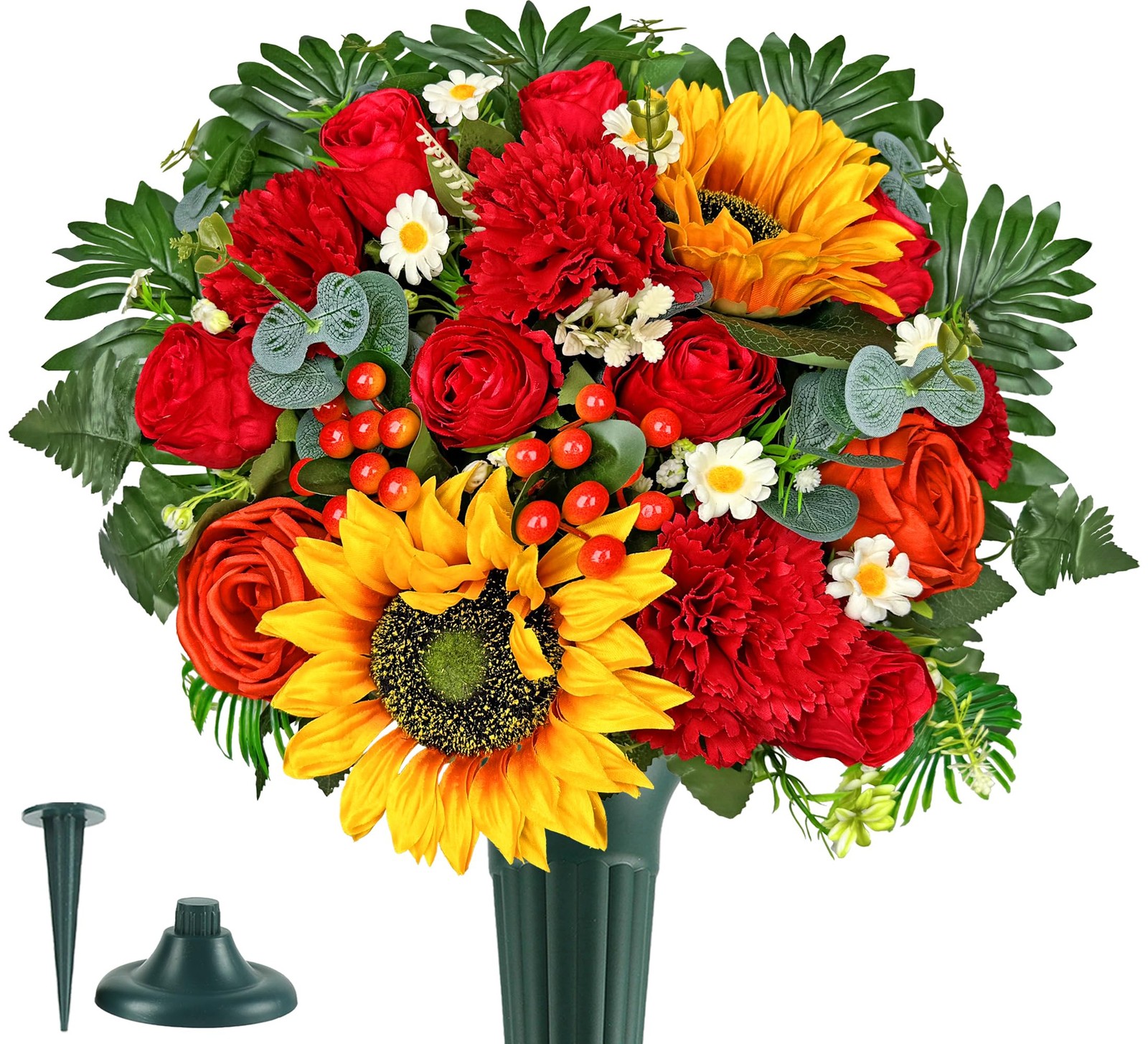 Artificial Cemetery Flowers for Grave Vase Gravesite Flowers,Headstone Decora…