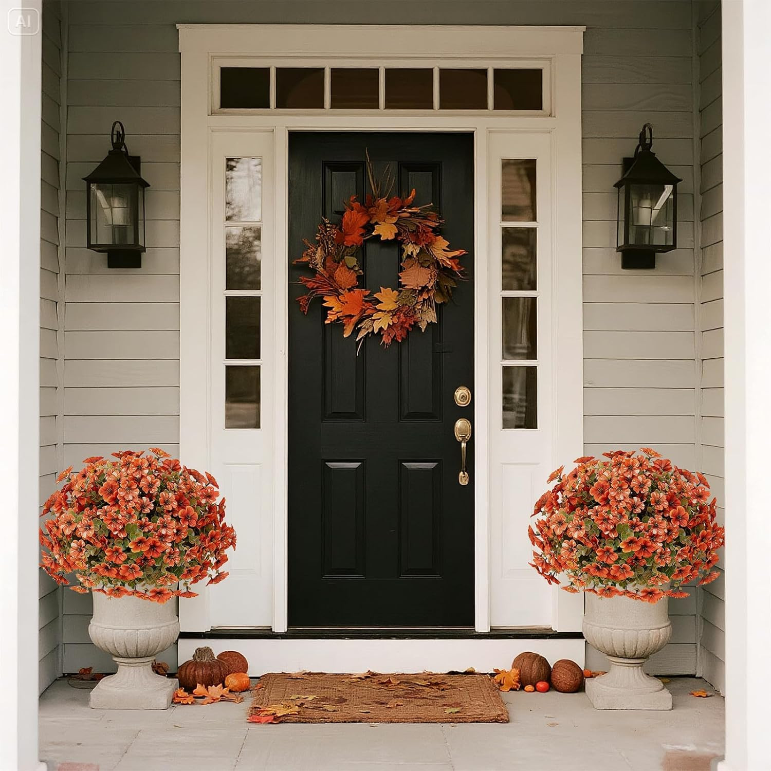 17″ Faux Petunia Topiary Set – Fall Outdoor Decor for Home & Garden