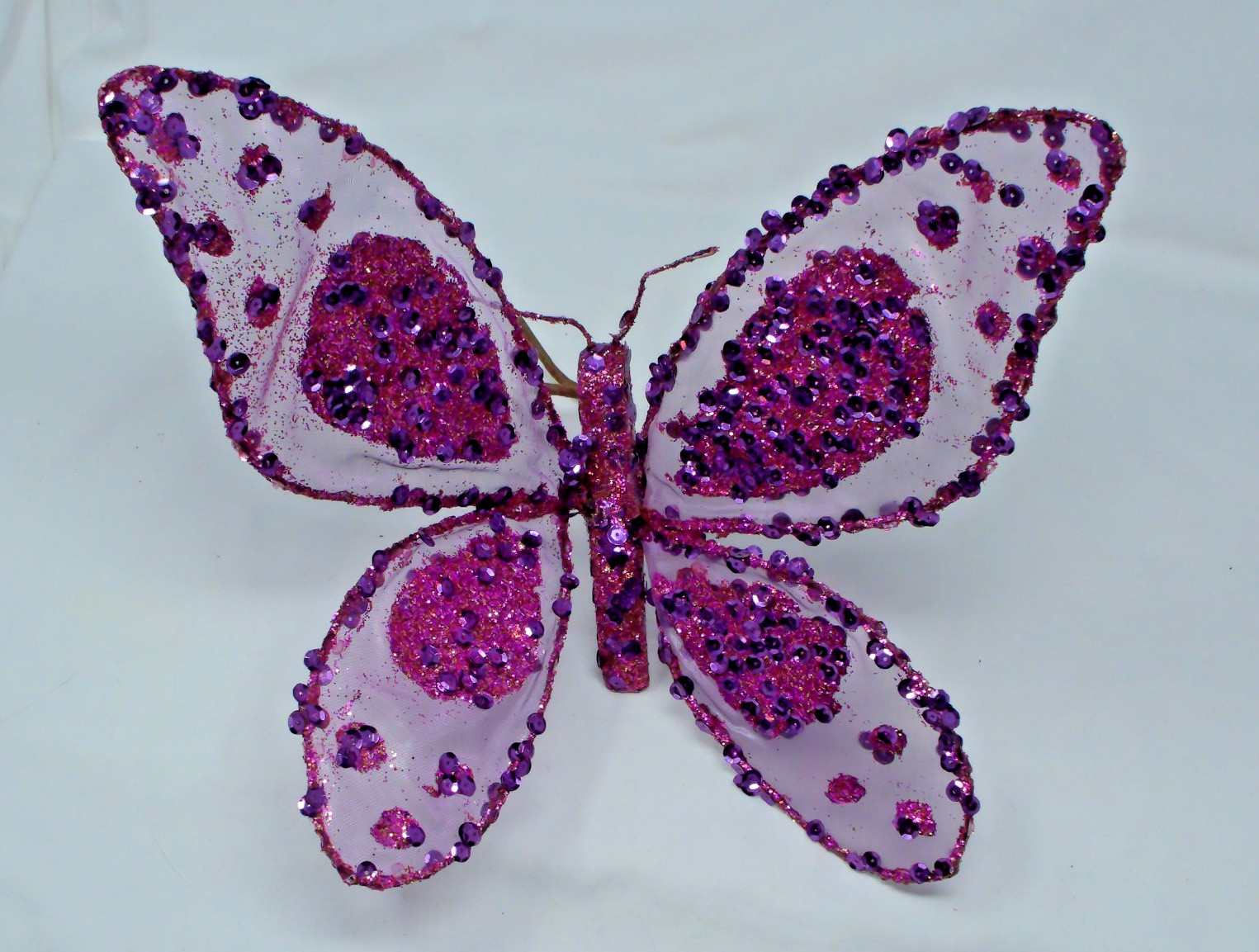 Decorative Purple Butterfly Shaped Floral Pick Decor Adjustable Wings 11″ Long