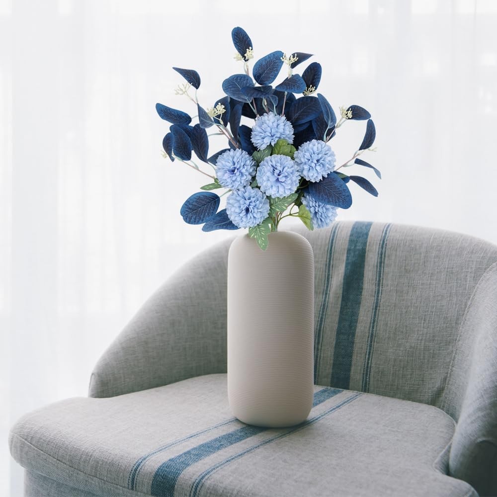 Blue Chrysanthemum Silk Flowers for Decoration Faux Flowers Bouquet for Vase …