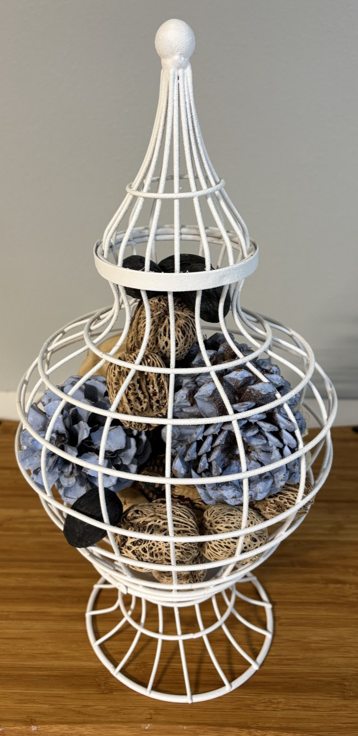 Farmhouse Cottagecore Wire Urn Centerpiece W/ Natural Botanical Fillers