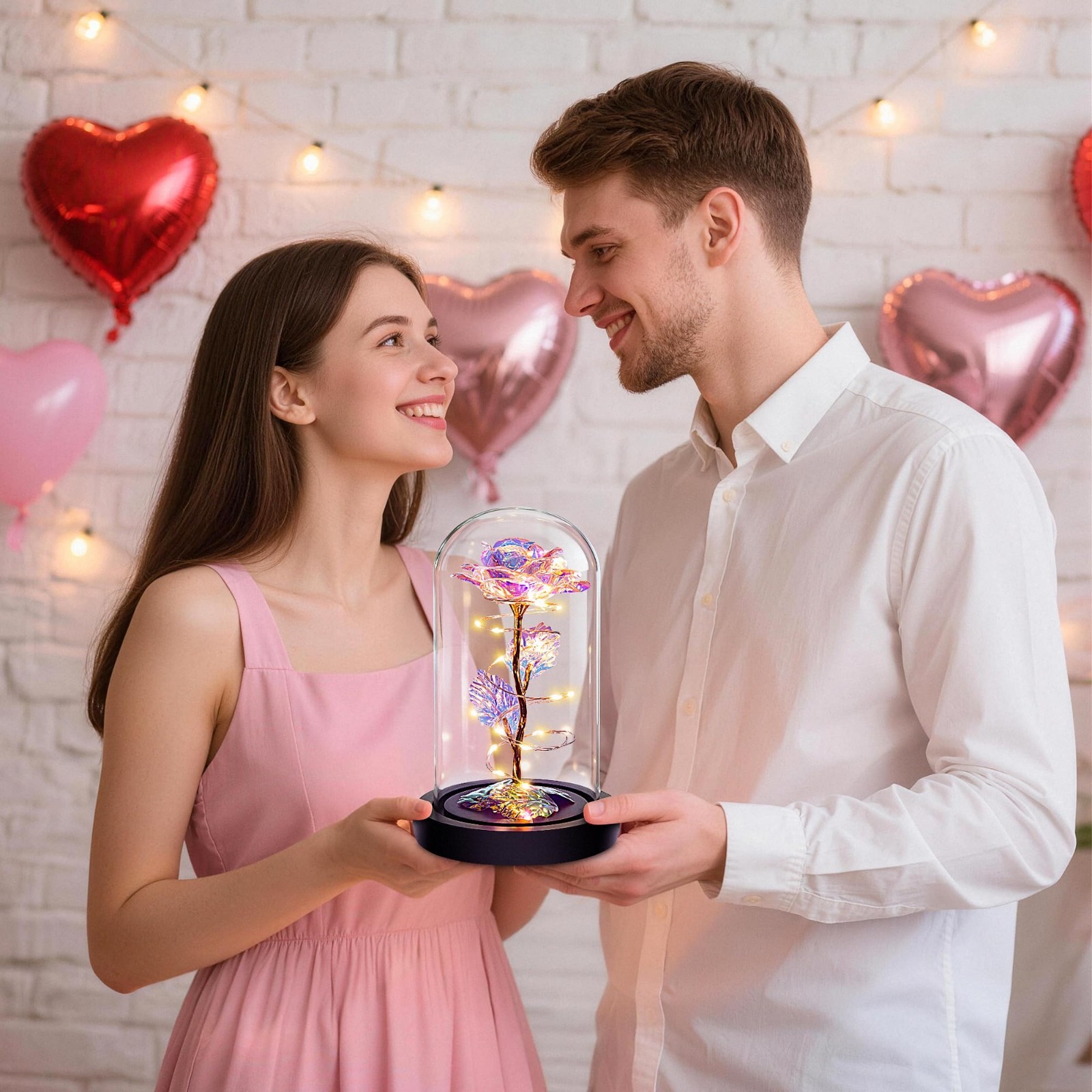 Colorful Light Up Rose in Glass Dome – Perfect Mother’s Day & Birthday Gift for