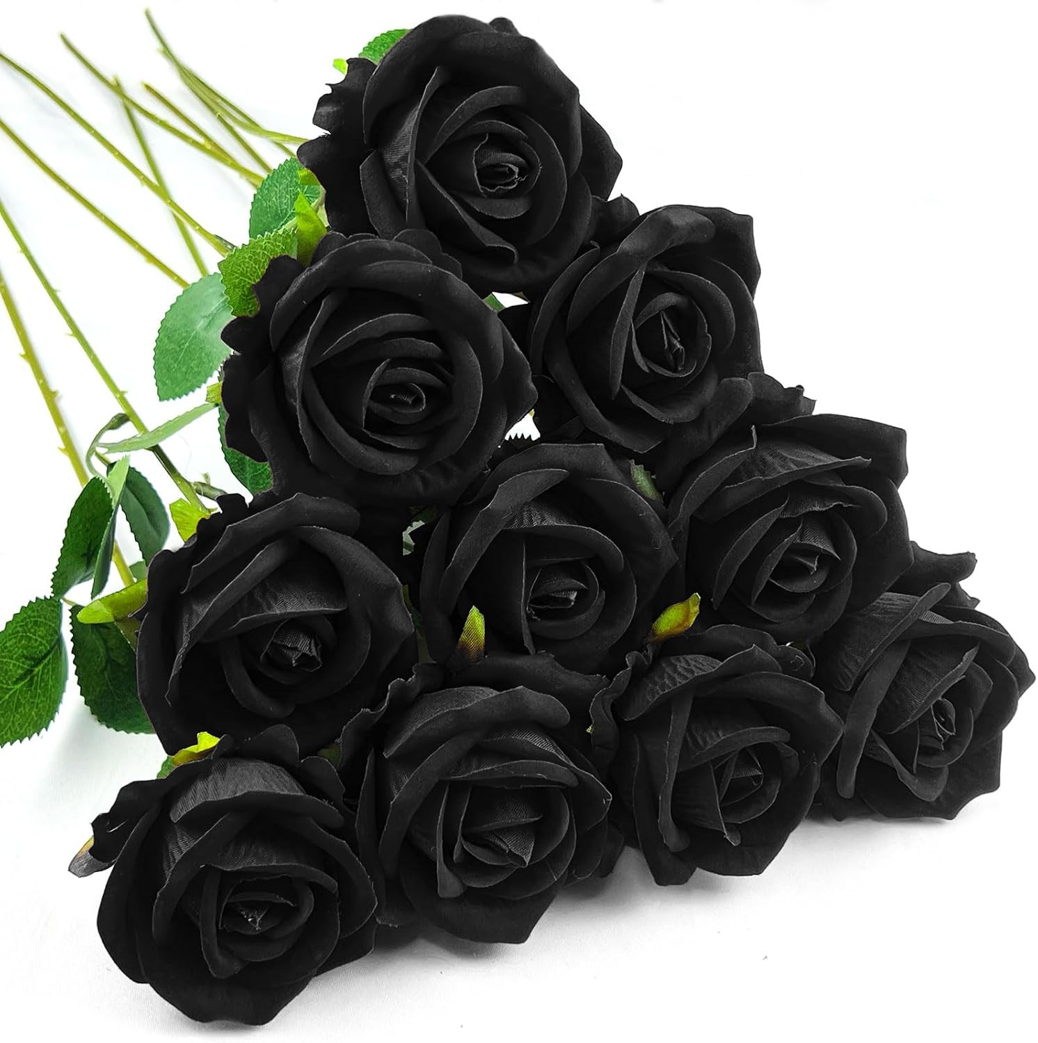 10 PCS Artificial Roses with Long Stems Silk Flowers Realistic Foam Flowers Fake