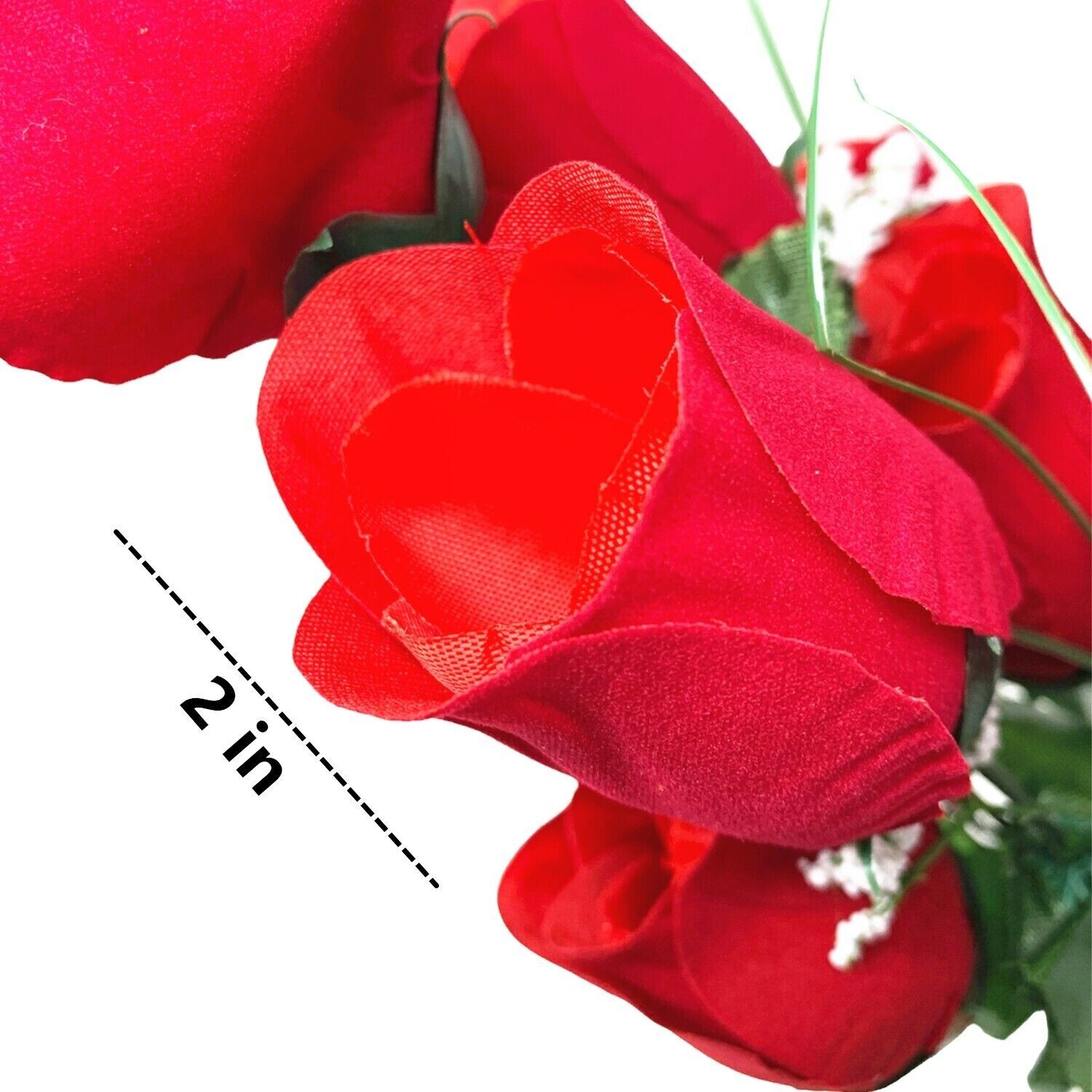 20 Red Rose Buds, Artificial Silk Flowers, Wedding Bouquets, Home, Faux Roses