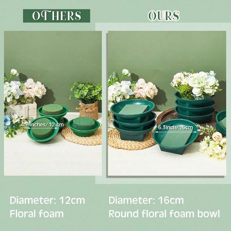 48 Pack 6.3″ Floral Foam Bowls Kit Flower Arrangement For Wedding Party Table