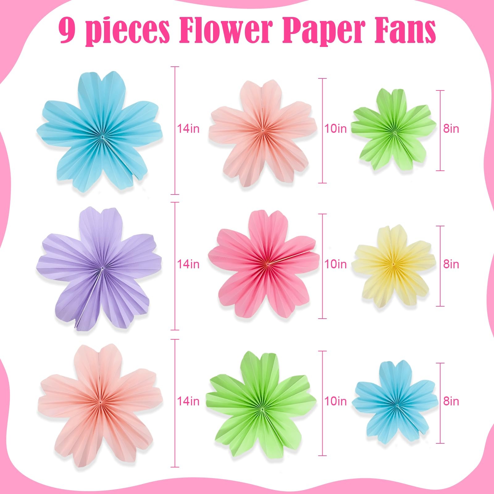 9 PCS Paper Flowers Wall Decorations Giant Floral Classroom Decor 814 Inch