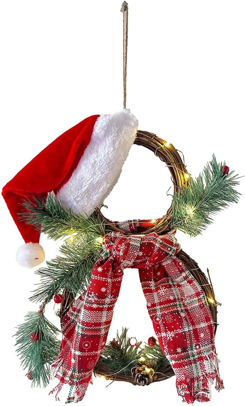 Christmas Wreath Hat with Lights – Festive Party Hanging Ornament