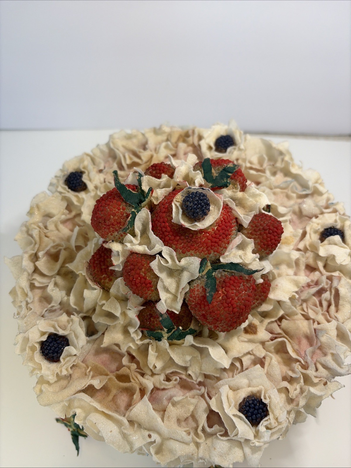 Vintage Flower Layer Cake Made From Silk Flowers Beaded Berries Unique