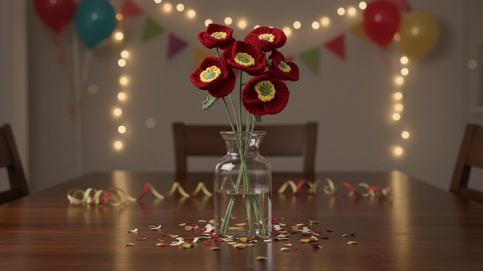 Poppies Flowers Artificial 6 Pieces,14.5in Fake Poppy Crochet Flower,Knitted …