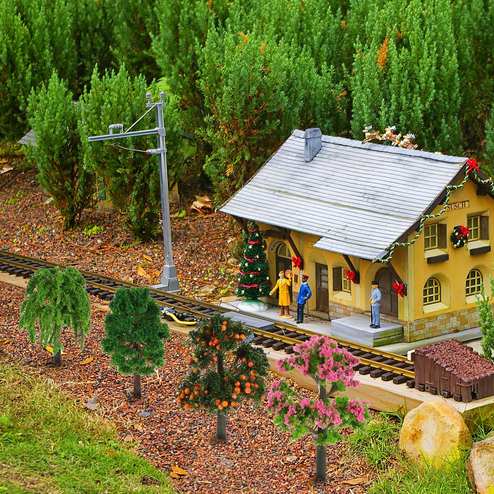 12 PCS Small Miniature Model Trees For DIY Crafts Train Scenery Landscape