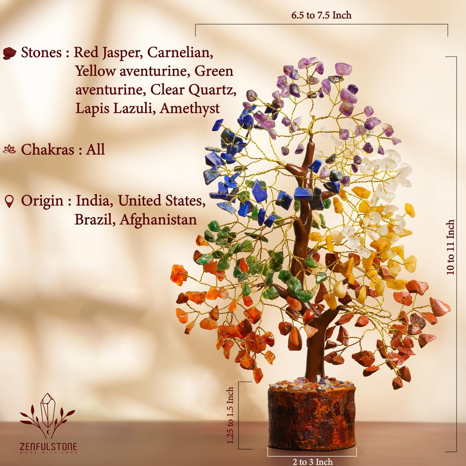 7 Chakra Tree of Life Crystal Tree – Gemstone Healing Tree for Positive Energ…