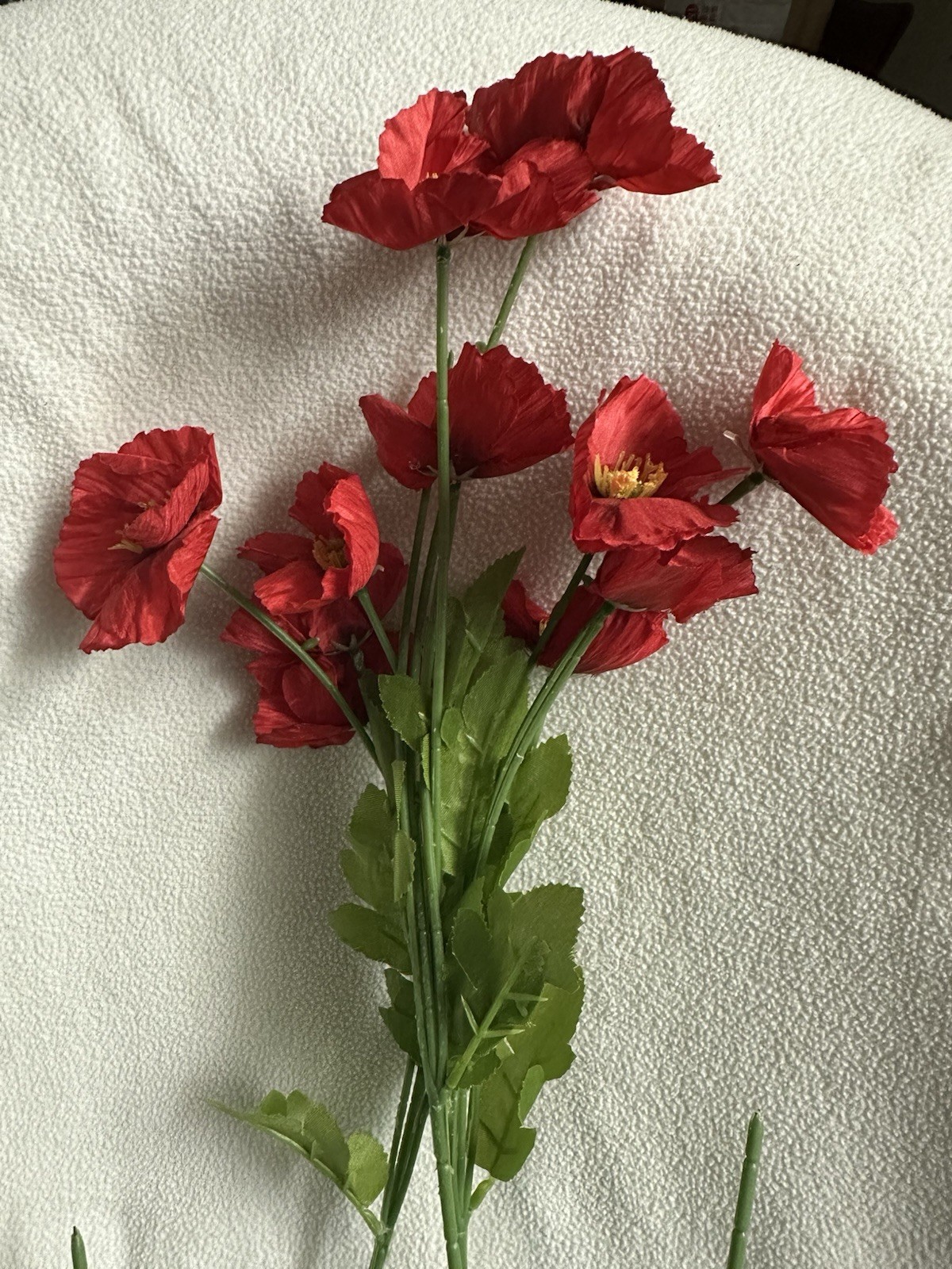 3 Bundles Artificial Red Corn Poppy Flowers Fabric Bouquets