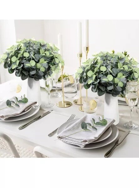 Tigeen 100 Pcs Artificial Eucalyptus Stems Tall 11.8 Inch Tall Faux Eucalyptus