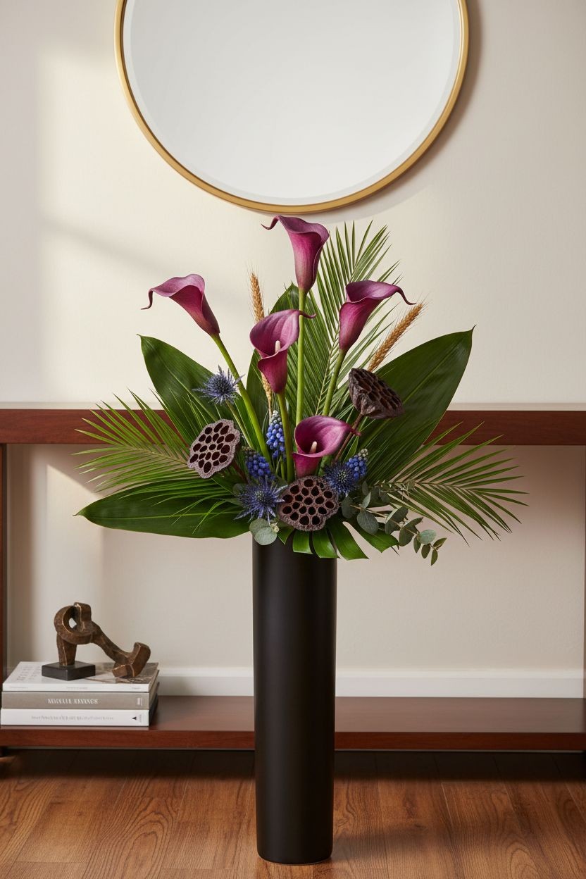 Plum Purple Calla Lily Bundle Real Touch Faux Flowers Deep Purple Calla Lilies