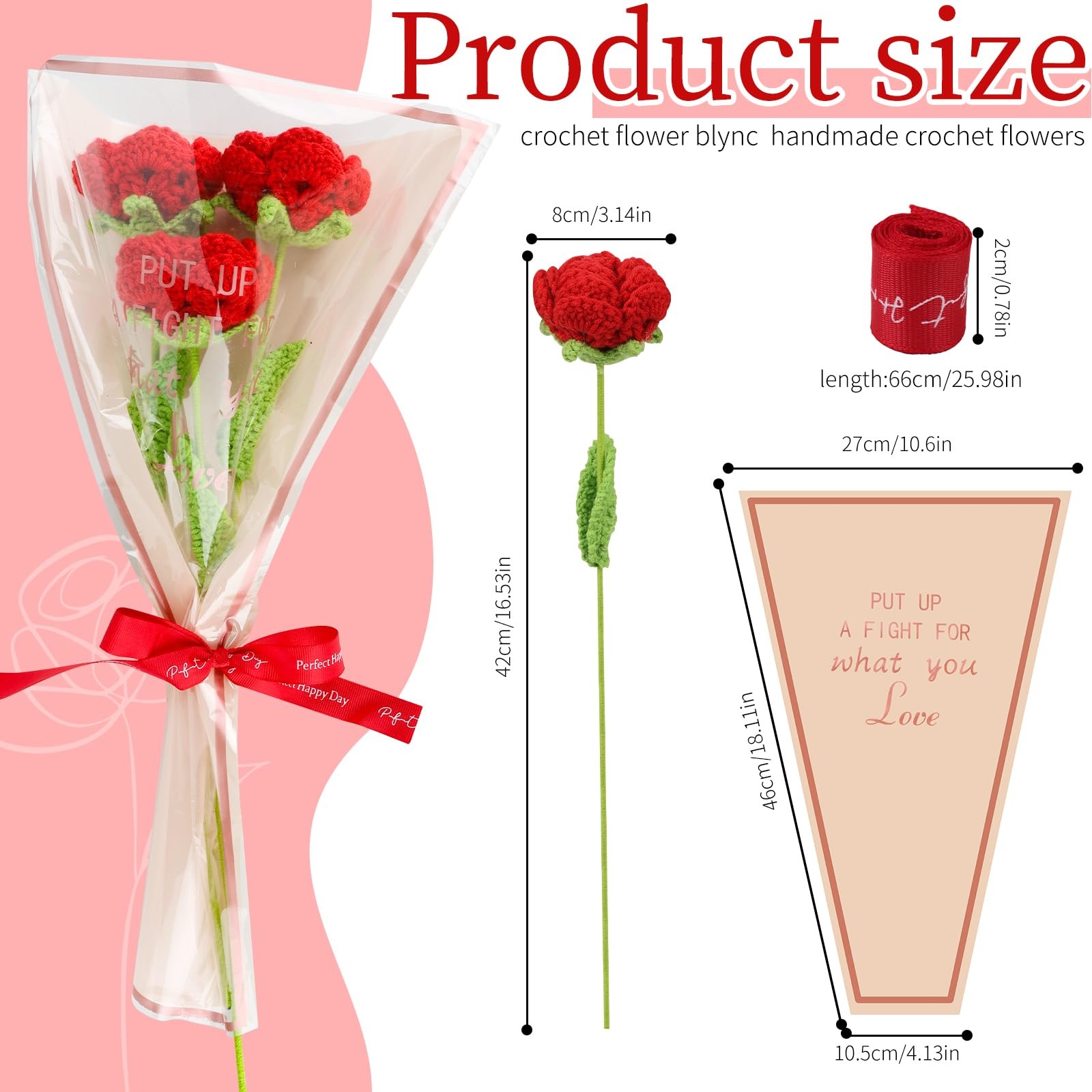 3 Pcs Handmade Crochet Rose Bouquet – Everlasting Floral Decor for Home Offic…