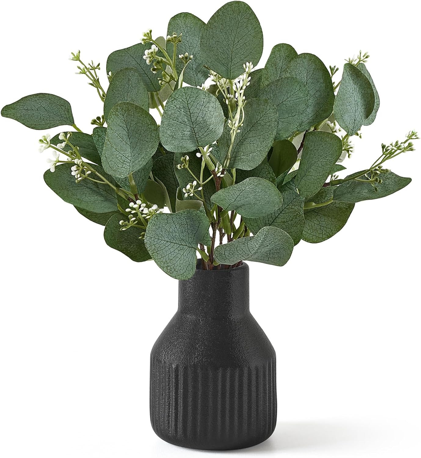 Artificial Eucalyptus Stems in Ceramic Vase Centerpiece Table Decorations Modern