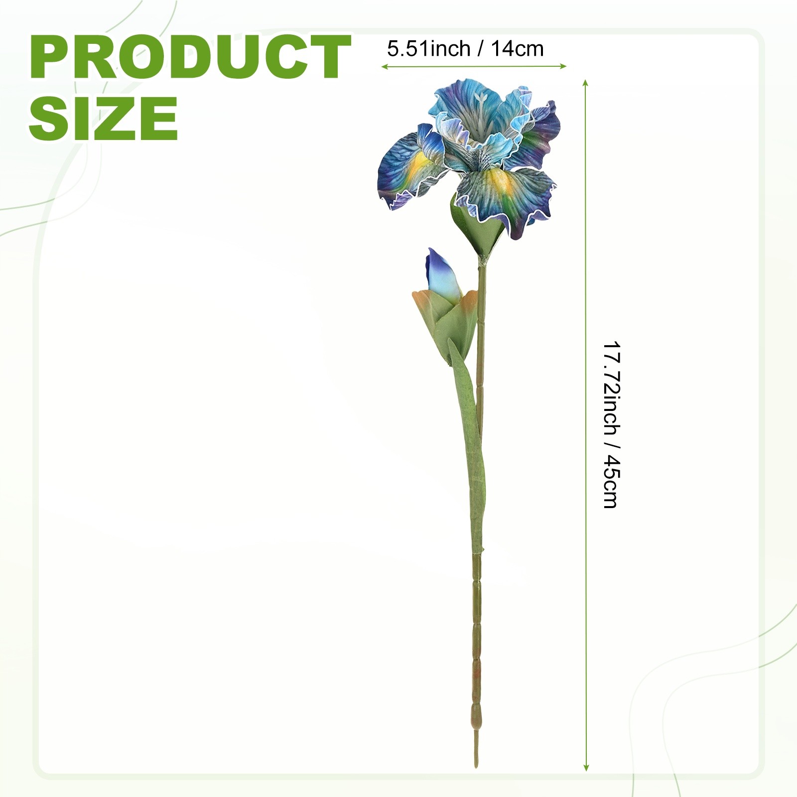 1-Pack Artificial Iris Flowers with Flower Bud 17.7 Inch for Home [Blue]