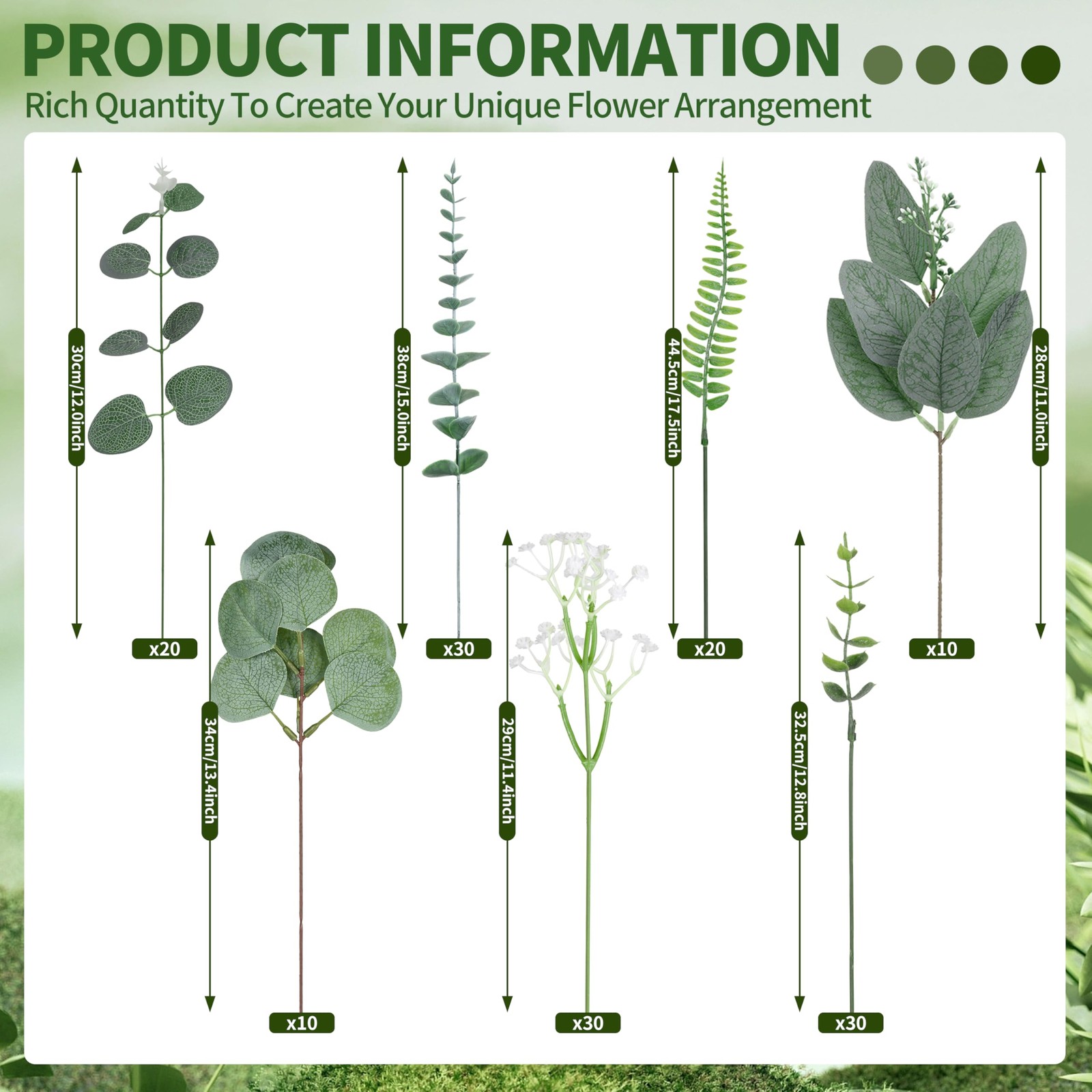 150 Pcs 7 Kinds Mixed Artificial Eucalyptus Leaves Stems Bulk, Fake Greenery …