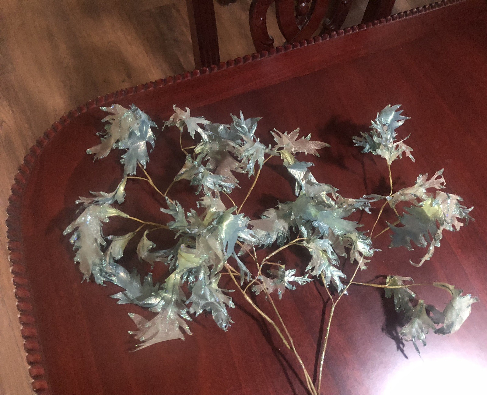 Set of 3 UNIQUE LIME AQUA IRIDESCENT SEAWEED WIRED SPRAY STEM VASE DECORATION