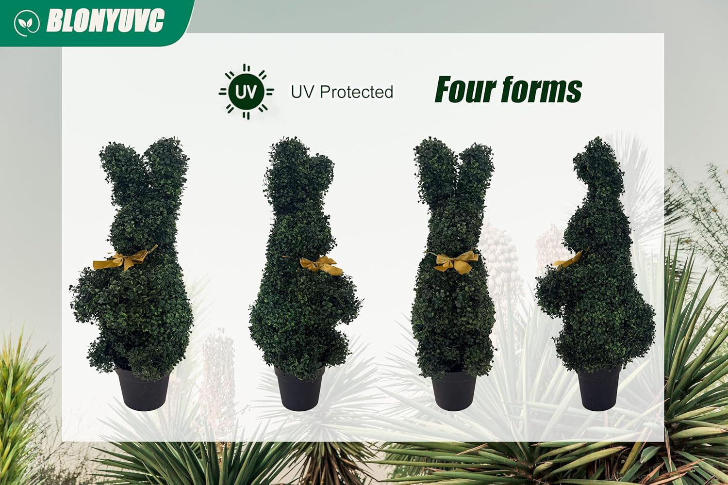 Easter Bunny Topiary Bunny-Shaped Topiary Ball 36” Artificial Tree Rabbit Bowk