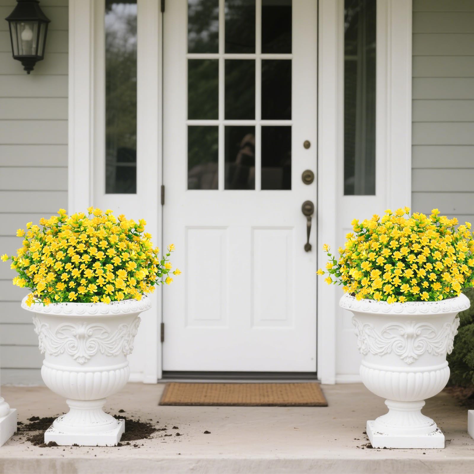 12 Bundles Yellow Artificial Flowers Fake Yellow Flowers UV Outdoor Florals