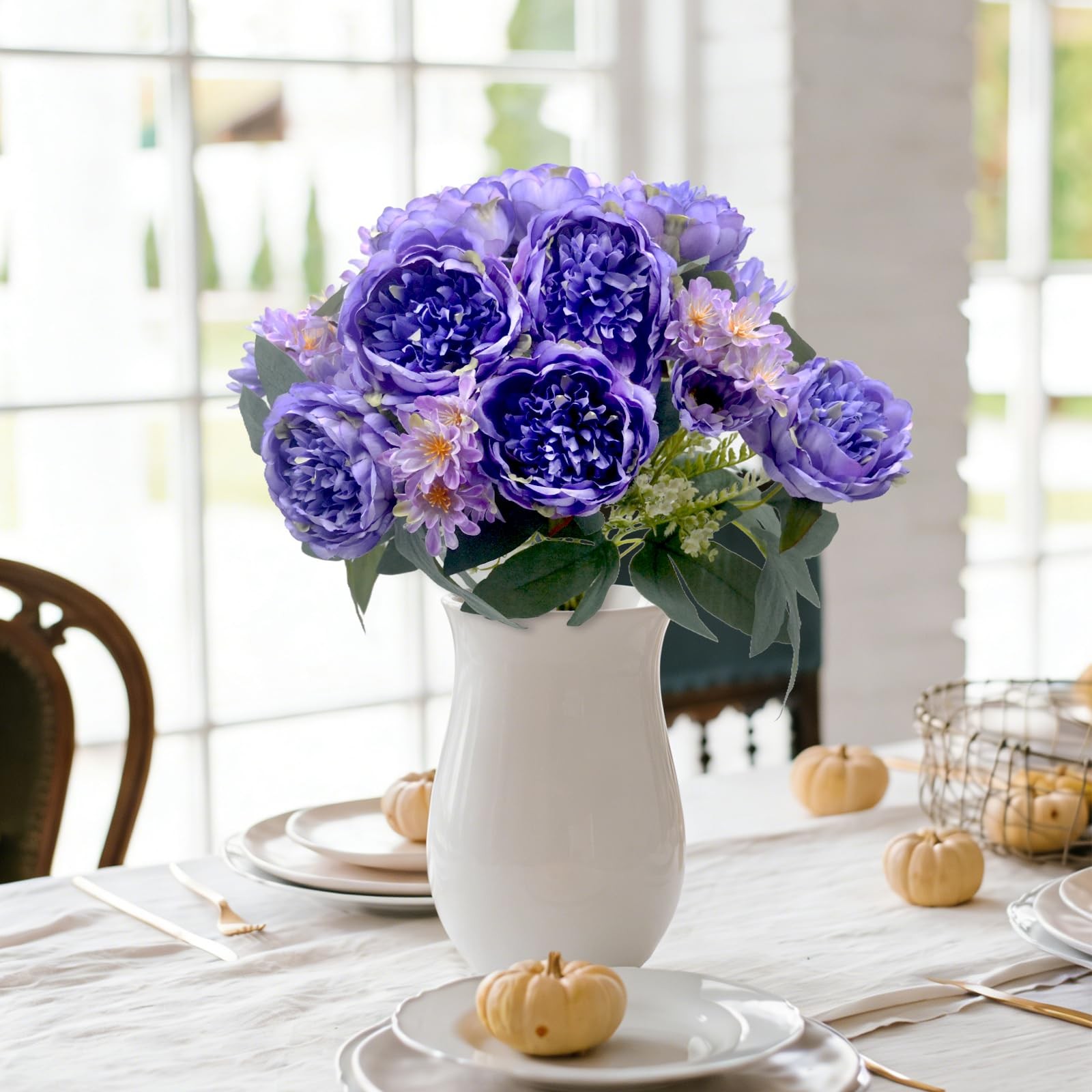 Peonies Artificial Flowers, Fake Peony Bouquet, Realistic Faux Peony Silk Flo…