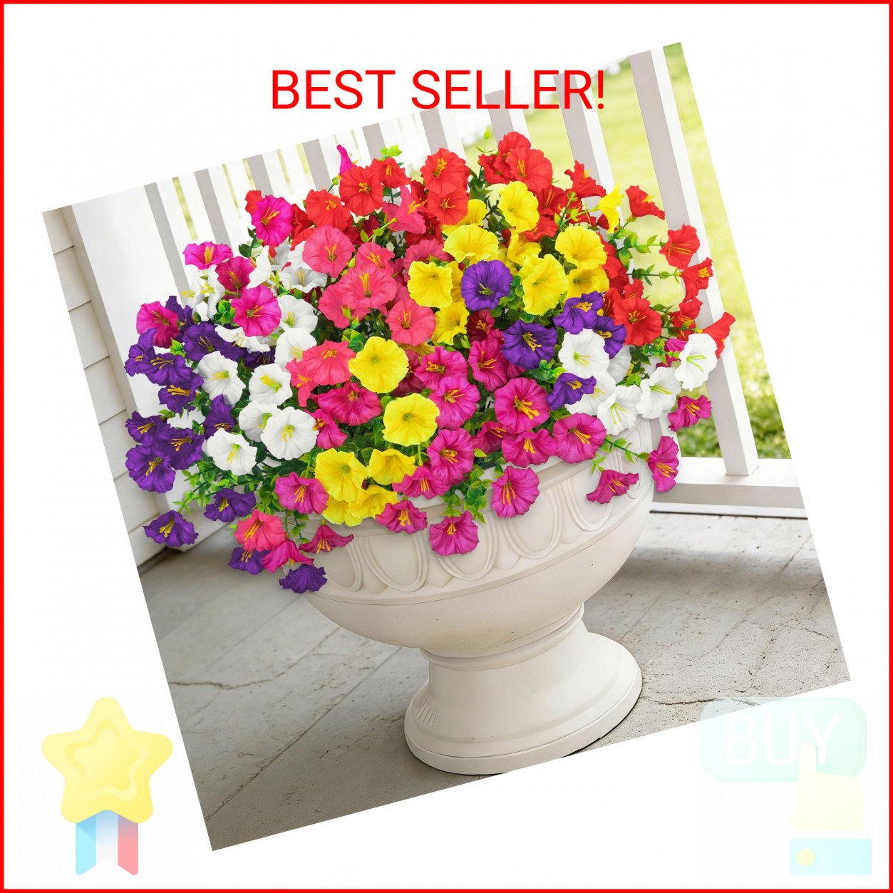 Besteek 24 Bundles Artificial Flowers for Outdoors, Fake Silk Morning Glory Faux