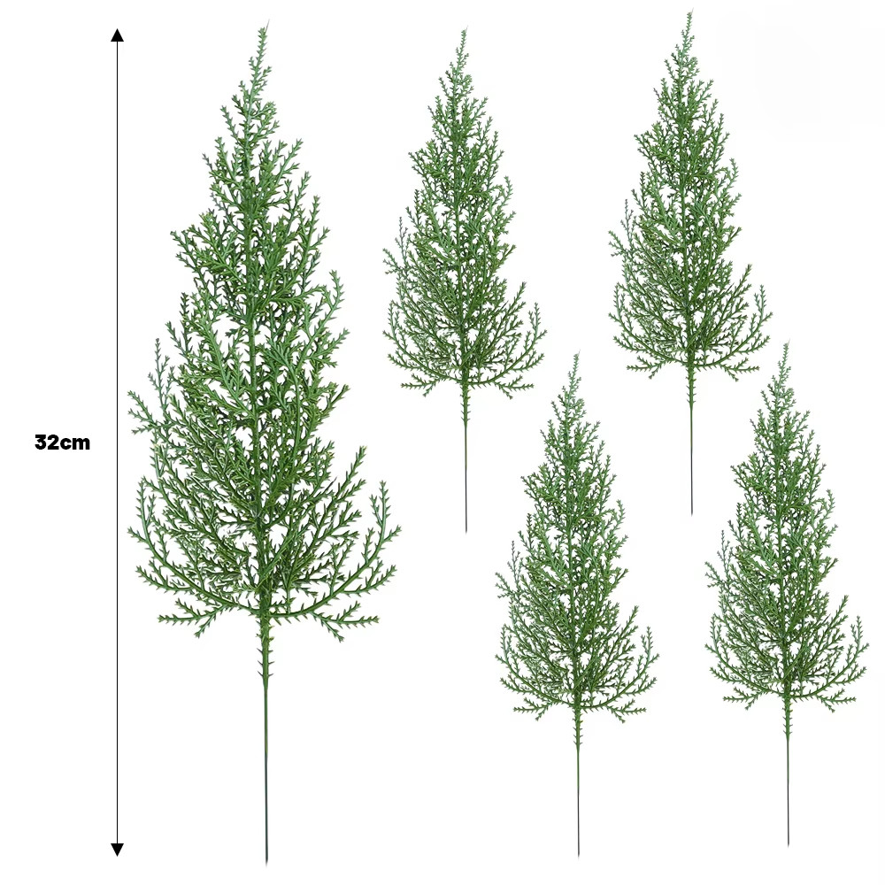 Artificial Snowflake Pine Branches Christmas Fake Green Plants Pine Leaves DIY G
