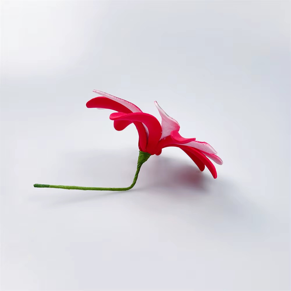 10pcs Tahitian Flowers With Green Core And Stem Hair Side Flower Hairstyle Pins