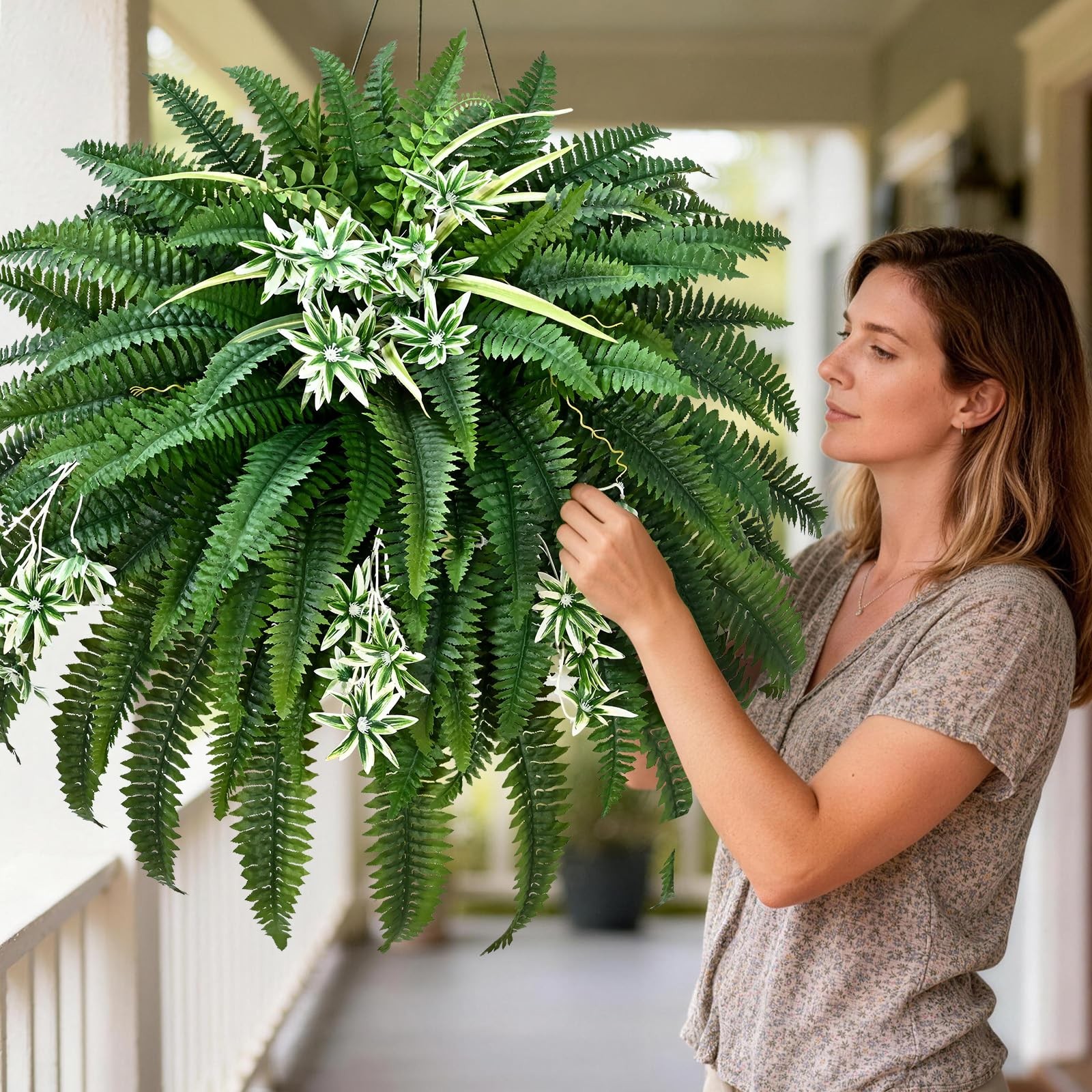 Livole 60″ Large Fake Ferns, 118 Branches Artificial Ferns for Outdoors Faux …