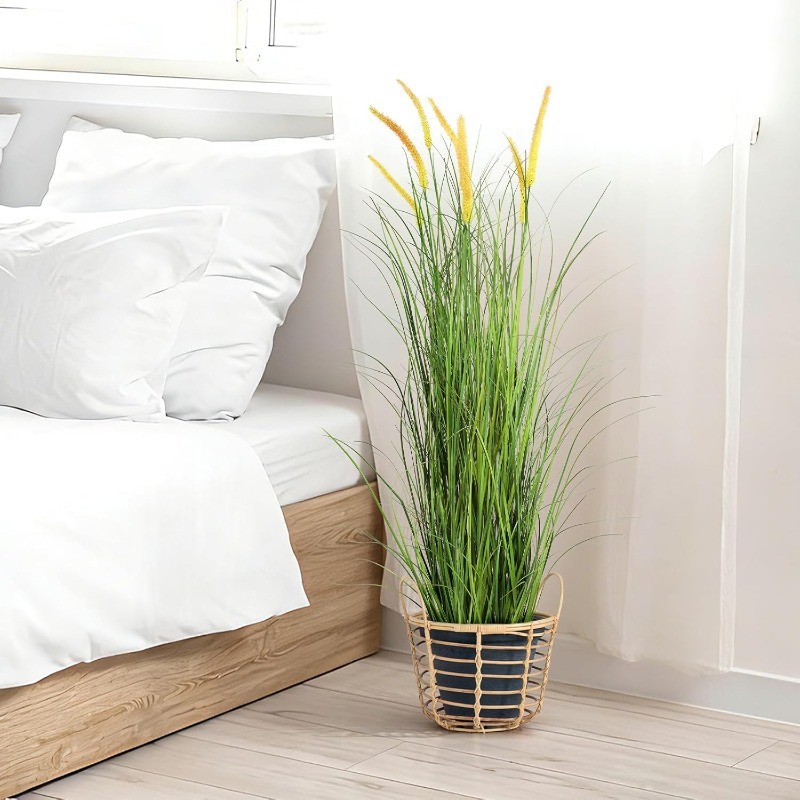 2PCS 4FT Artificial Grasses Indoor Artificial Plants in Pots for Home Decor Gift