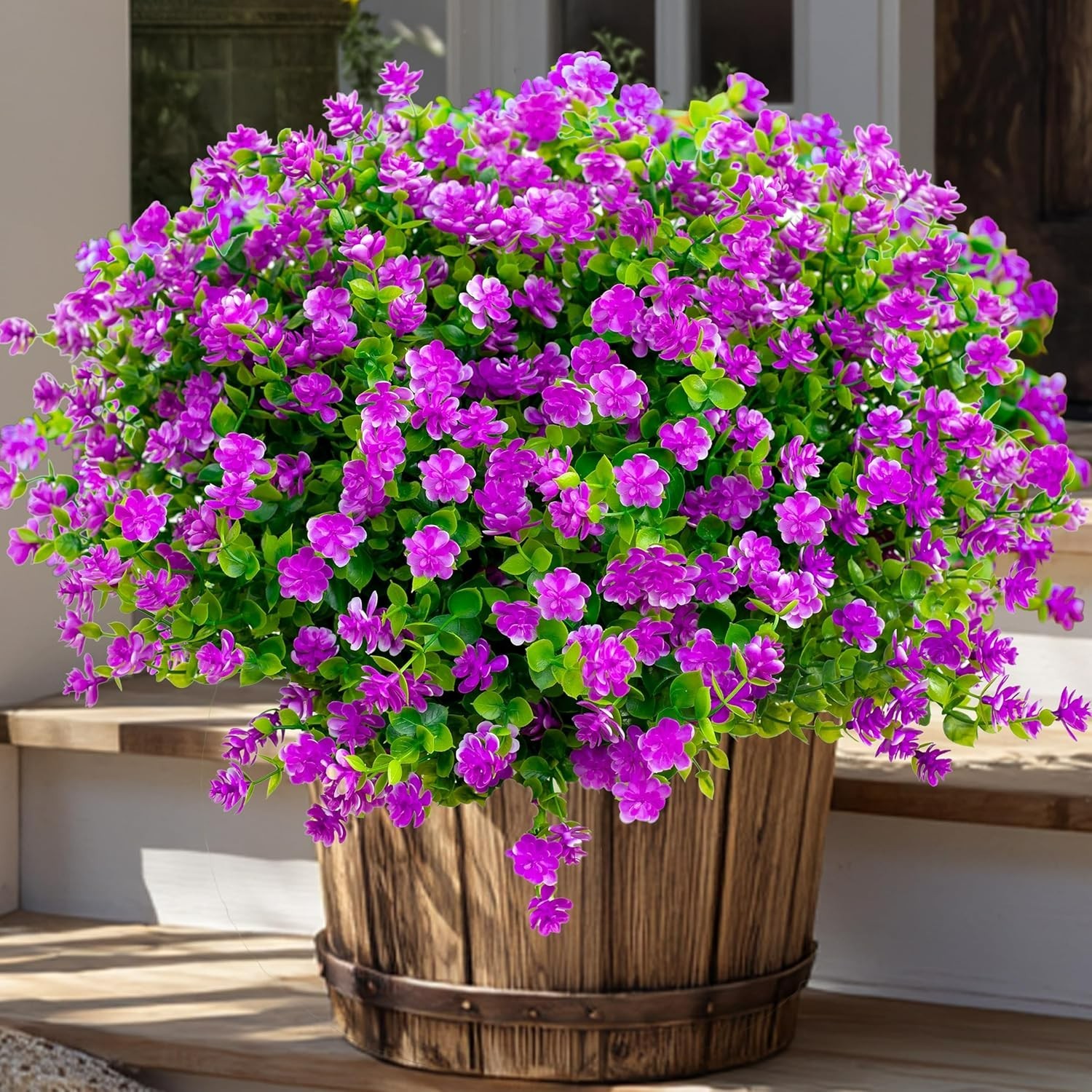 12 Bundles UV Resistant Magenta Artificial Flowers – Perfect for Outdoor Decor