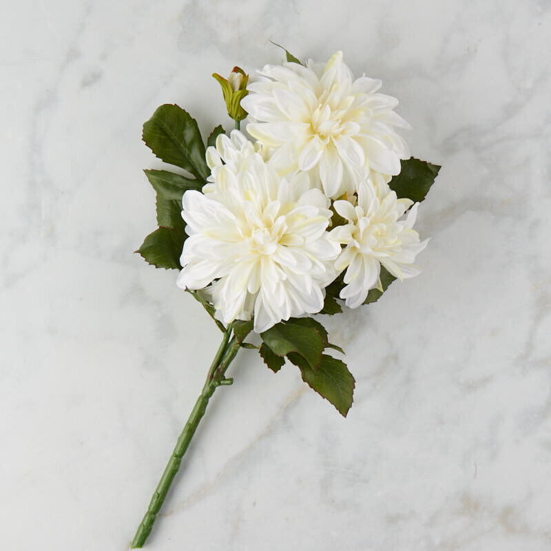 Factory Direct Craft Poly Silk Cream Dahlia Floral Stem | for Indoor Decor
