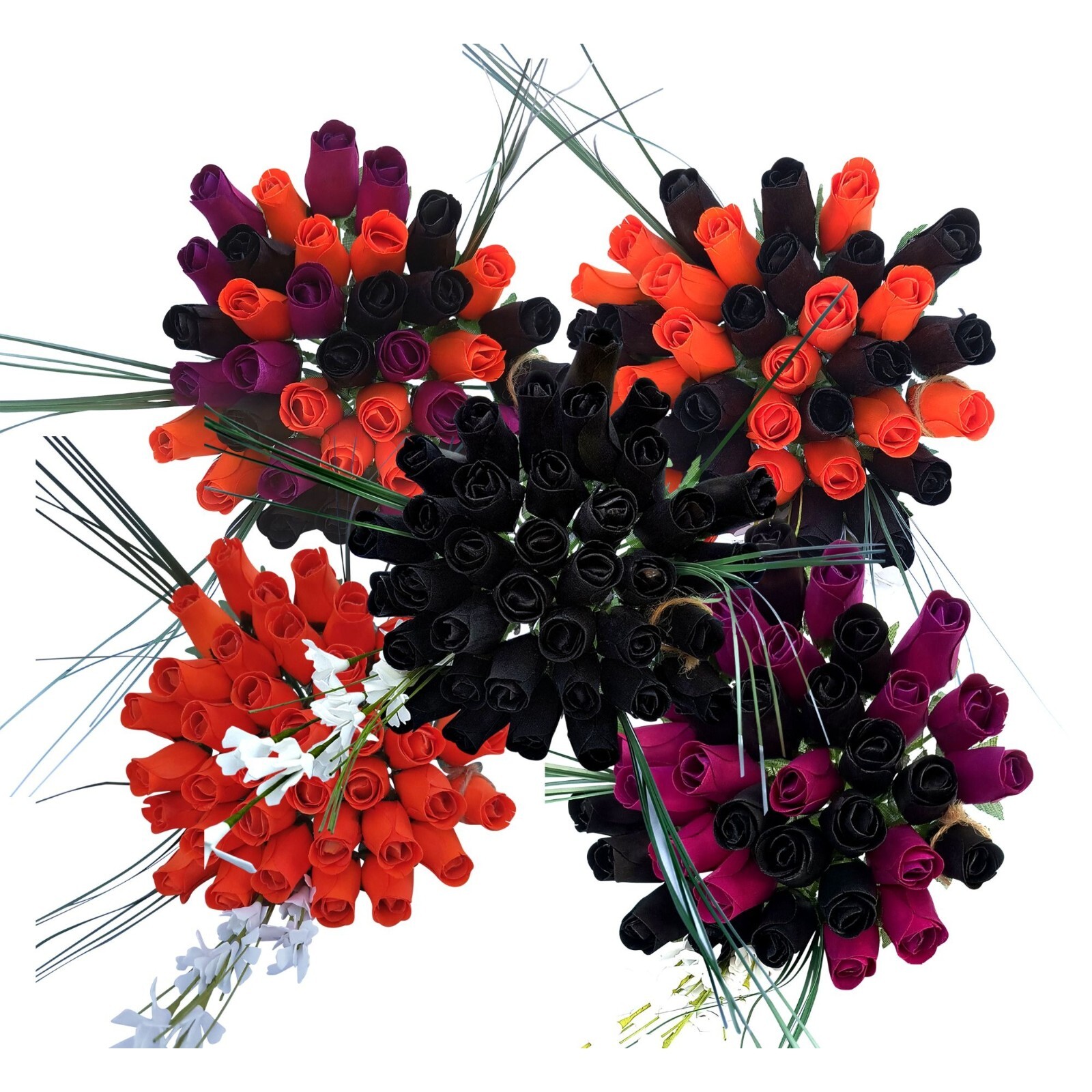 Black Orange Violet Halloween Flower Bouquet. The Original Wooden Rose 1,2,3 Doz