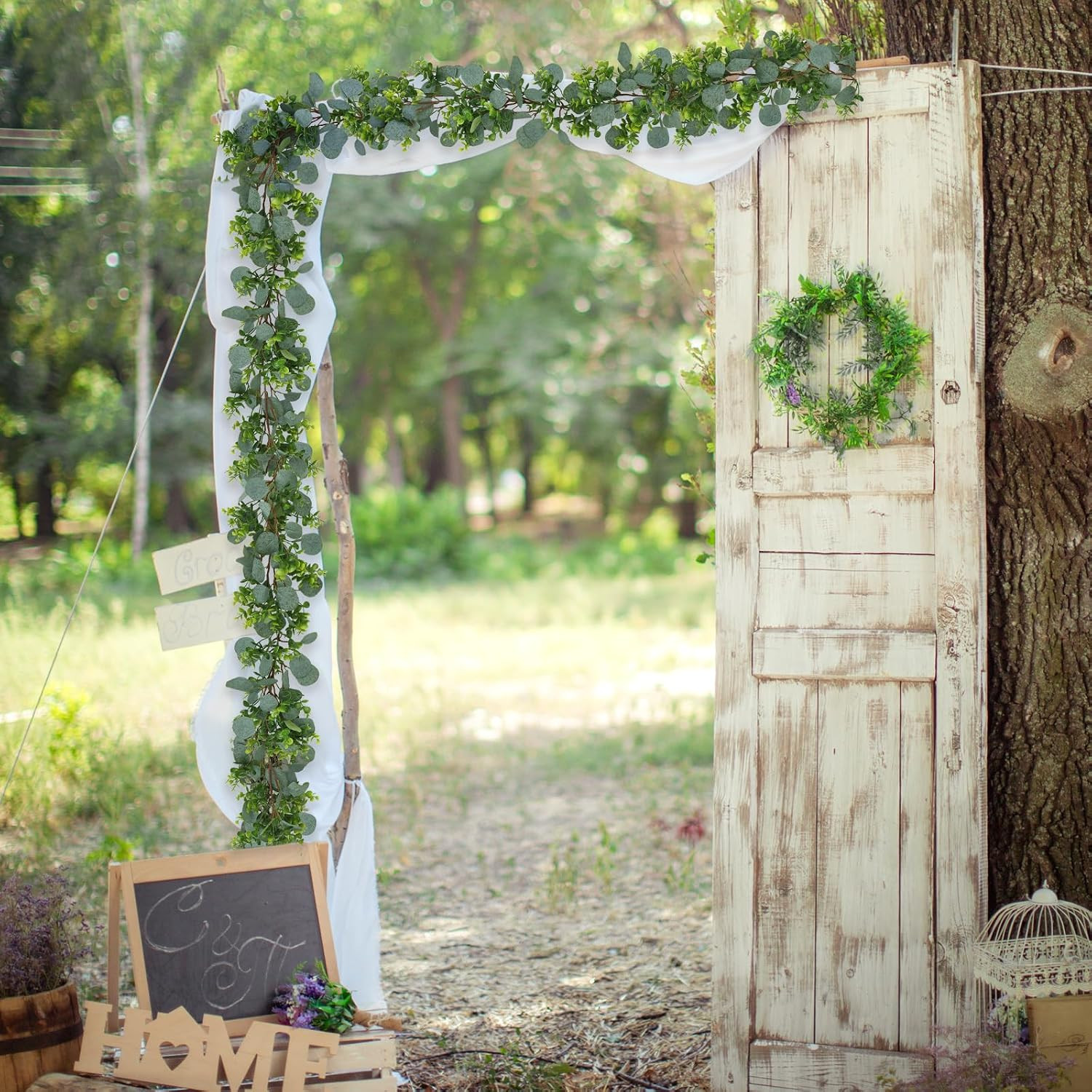 4Pcs 26.4Ft Artificial Eucalyptus Garland Greenery Garland Fake Eucalyptus Leave