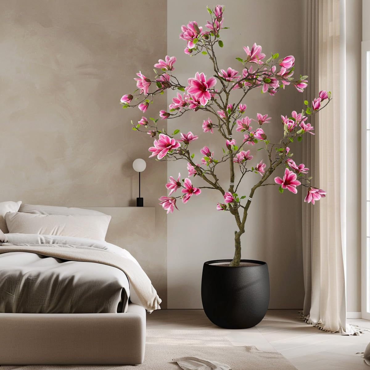 7ft Pink Artificial Magnolia Tree for Modern Home & Office Decor