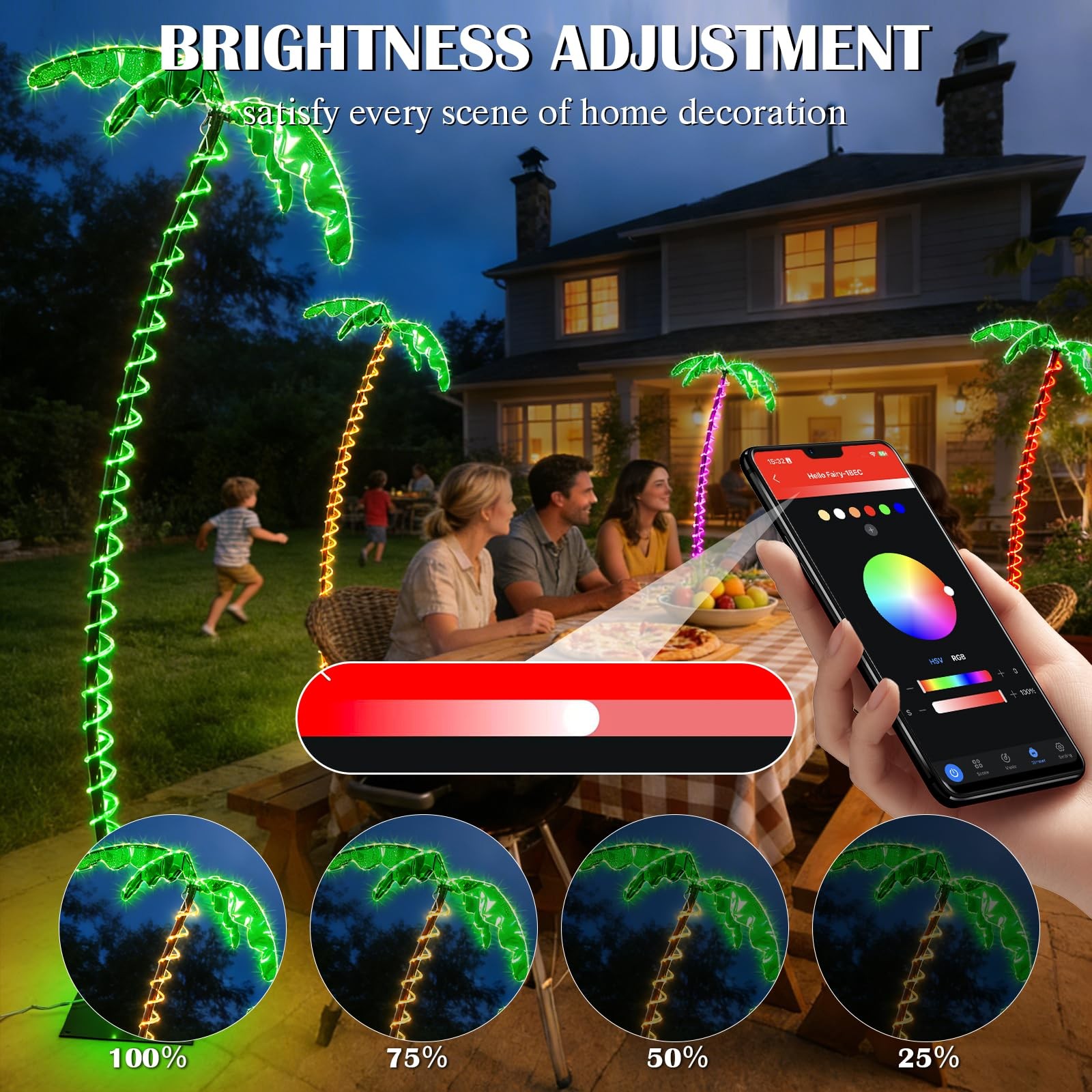7FT Smart Lighted Palm Tree, Color Changing, Timer, Waterproof, APP & Remote,…