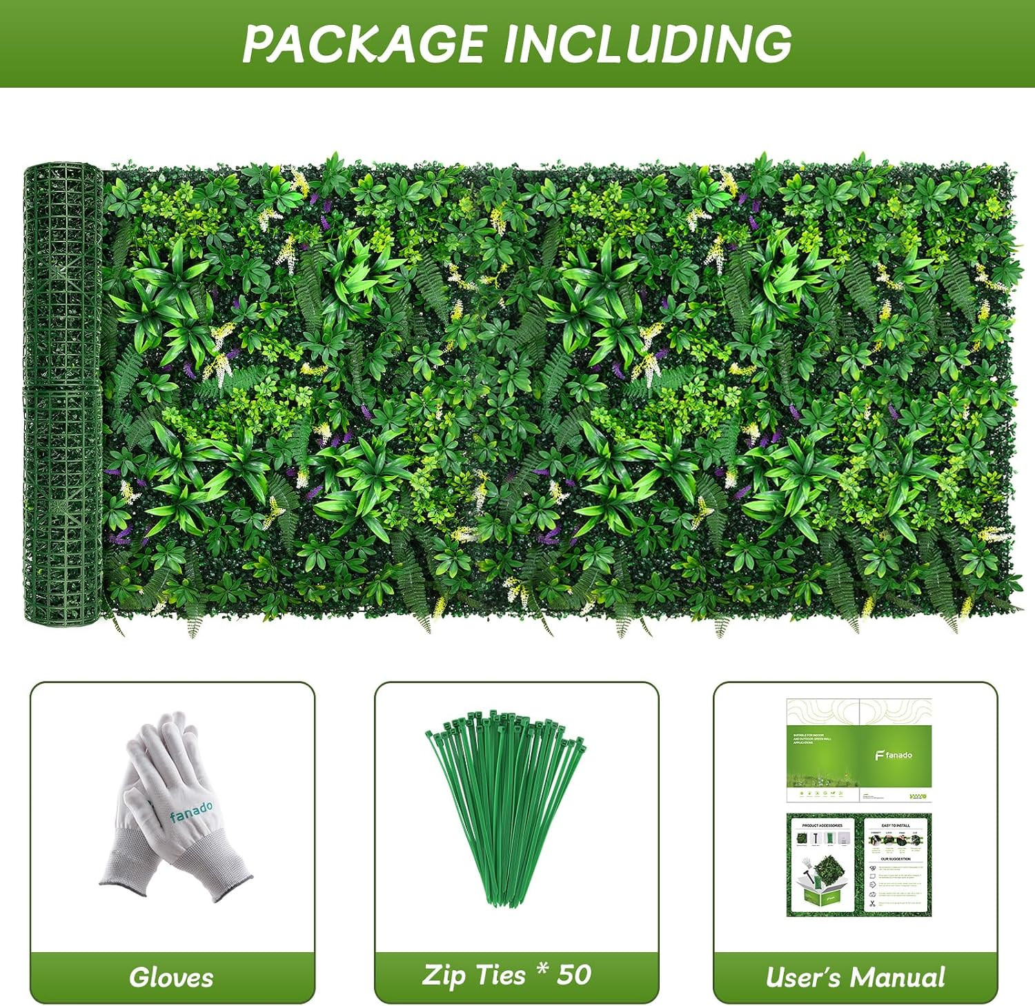 Artificial Grass Wall Panels 40″X120″(33.3 Sqft), Hedge Green Wall Decor Backdro